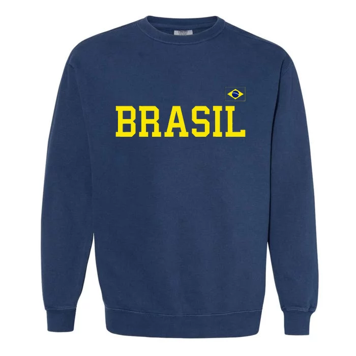 Brazil Brasil Brazilian Flag Green Garment-Dyed Sweatshirt