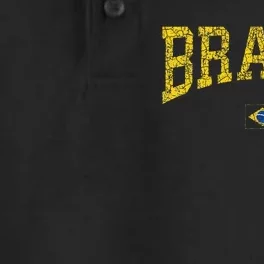 Brazil Brasil Brazilian Flag Green Dry Zone Grid Performance Polo