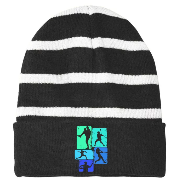 Baseball Batter Striped Beanie with Solid Band