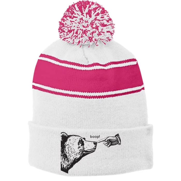 Boop Bear Stripe Pom Pom Beanie