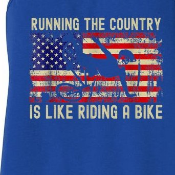 Biden Bike Bicycle Running The Country Is Like Riding A Bike Women's Racerback Tank