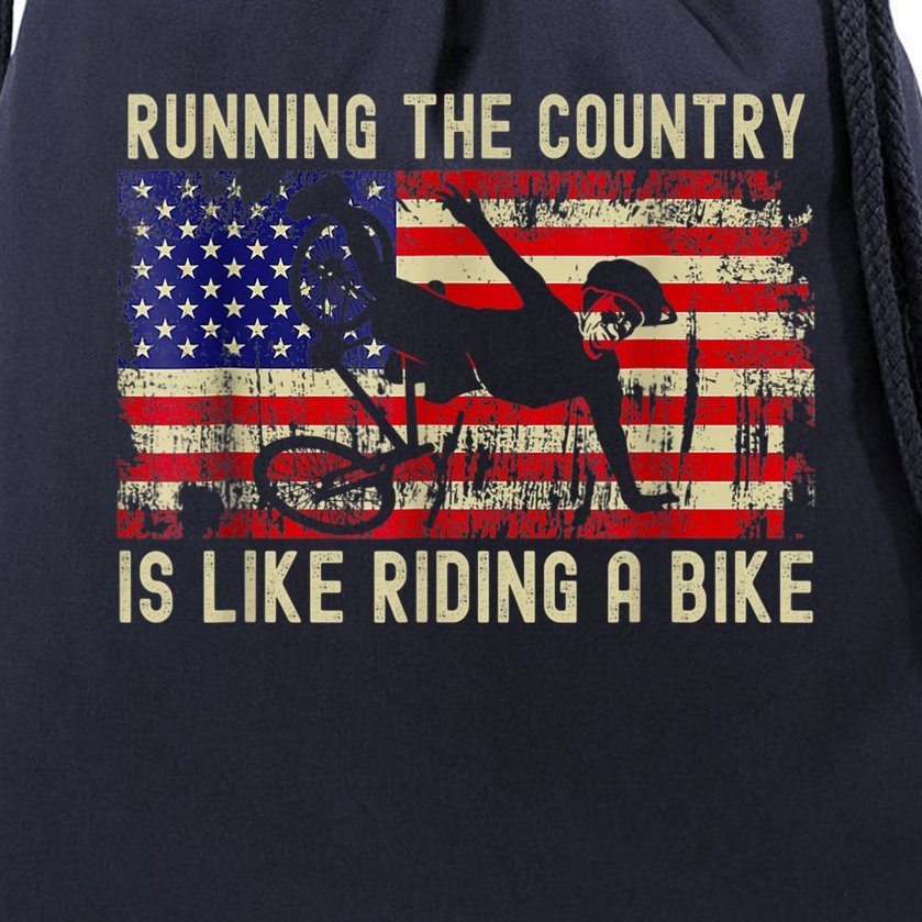 Biden Bike Bicycle Running The Country Is Like Riding A Bike Drawstring Bag