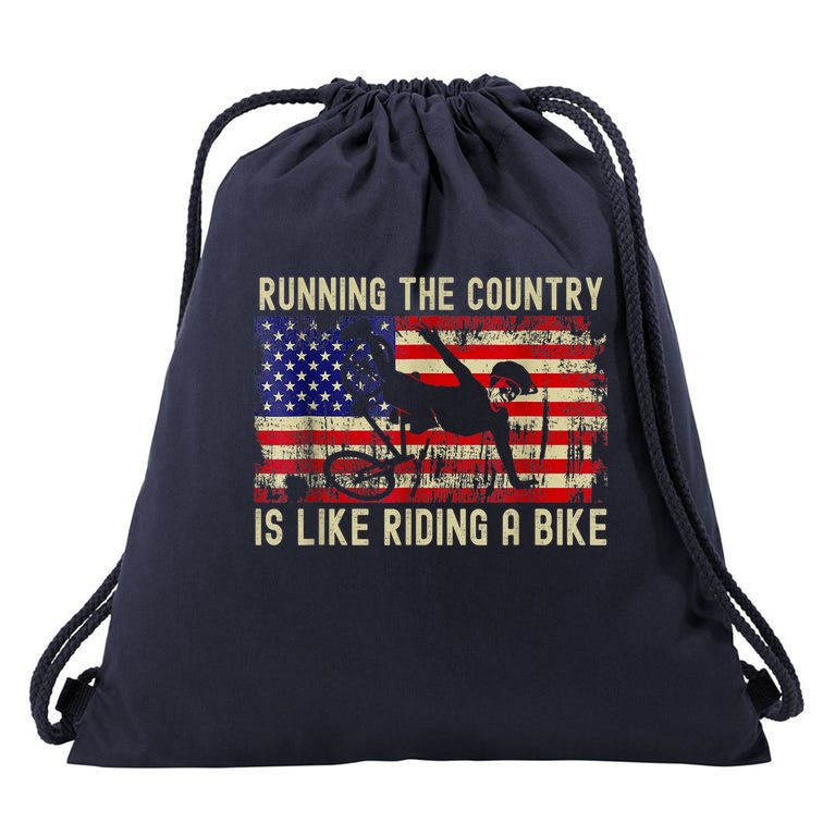 Biden Bike Bicycle Running The Country Is Like Riding A Bike Drawstring Bag