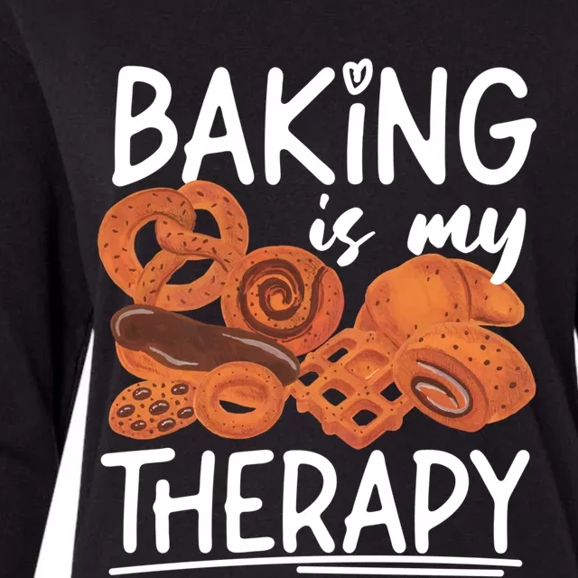 Bake Baking Bread Cookie Baking Is My Therapy Gift Womens Cotton Relaxed Long Sleeve T-Shirt