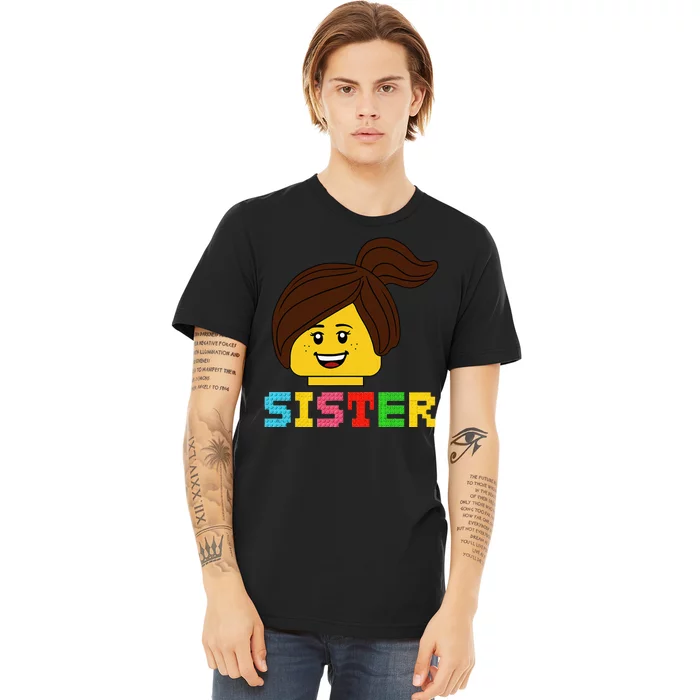 Building Bricks Blocks Sister Master Builder Family Matching Premium T-Shirt