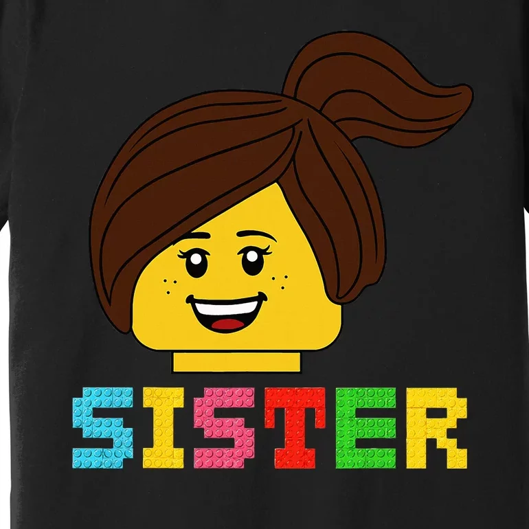 Building Bricks Blocks Sister Master Builder Family Matching Premium T-Shirt