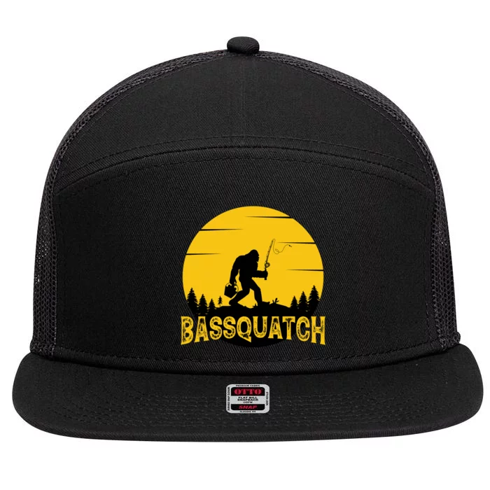 Bassquatch Bigfoot Bass Fishing 7 Panel Mesh Trucker Snapback Hat