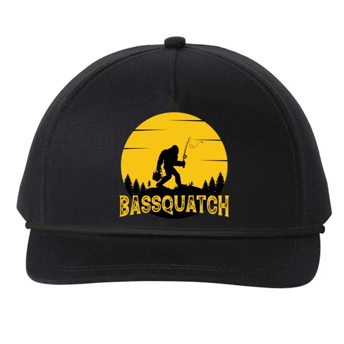 Bassquatch Bigfoot Bass Fishing Snapback Five-Panel Rope Hat