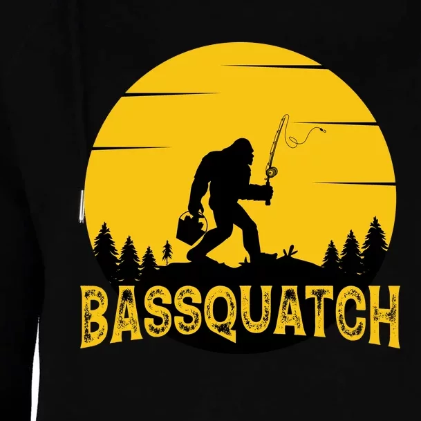 Bassquatch Bigfoot Bass Fishing Womens Funnel Neck Pullover Hood