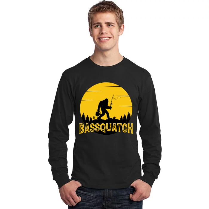 Bassquatch Bigfoot Bass Fishing Tall Long Sleeve T-Shirt