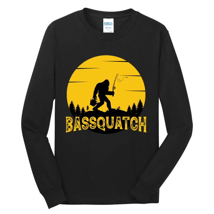 Bassquatch Bigfoot Bass Fishing Tall Long Sleeve T-Shirt