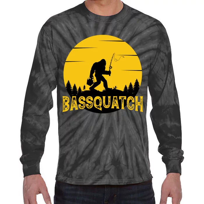 Bassquatch Bigfoot Bass Fishing Tie-Dye Long Sleeve Shirt