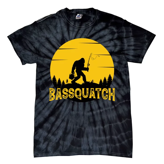 Bassquatch Bigfoot Bass Fishing Tie-Dye T-Shirt