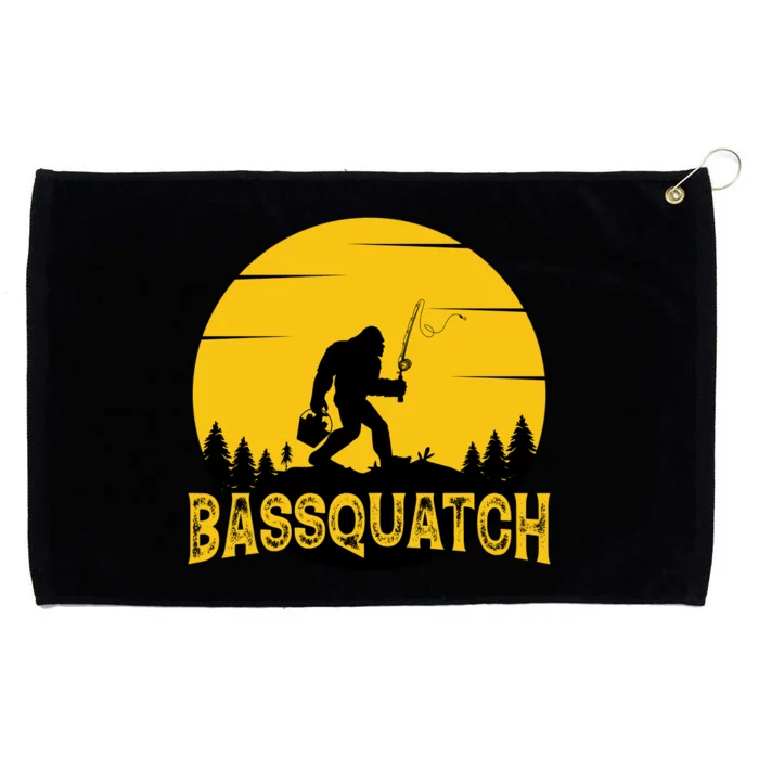 Bassquatch Bigfoot Bass Fishing Grommeted Golf Towel