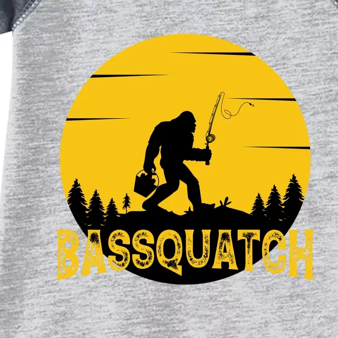 Bassquatch Bigfoot Bass Fishing Infant Baby Jersey Bodysuit