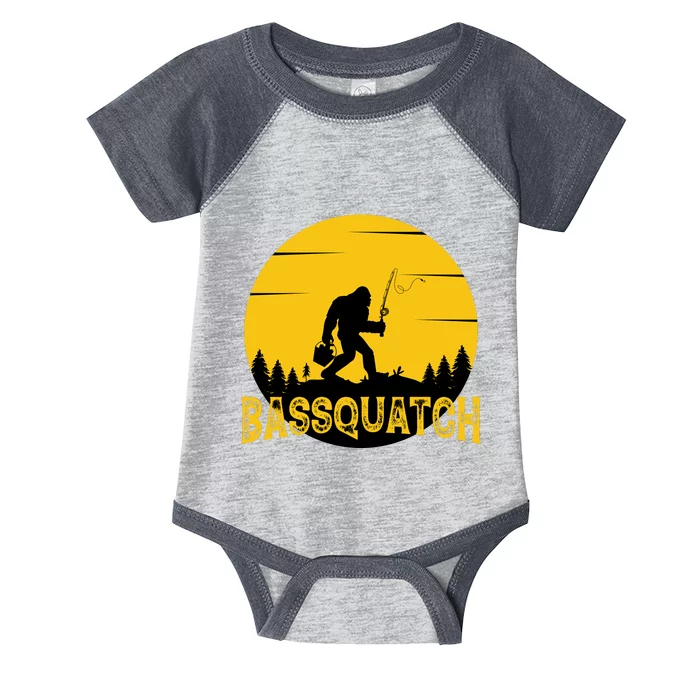 Bassquatch Bigfoot Bass Fishing Infant Baby Jersey Bodysuit