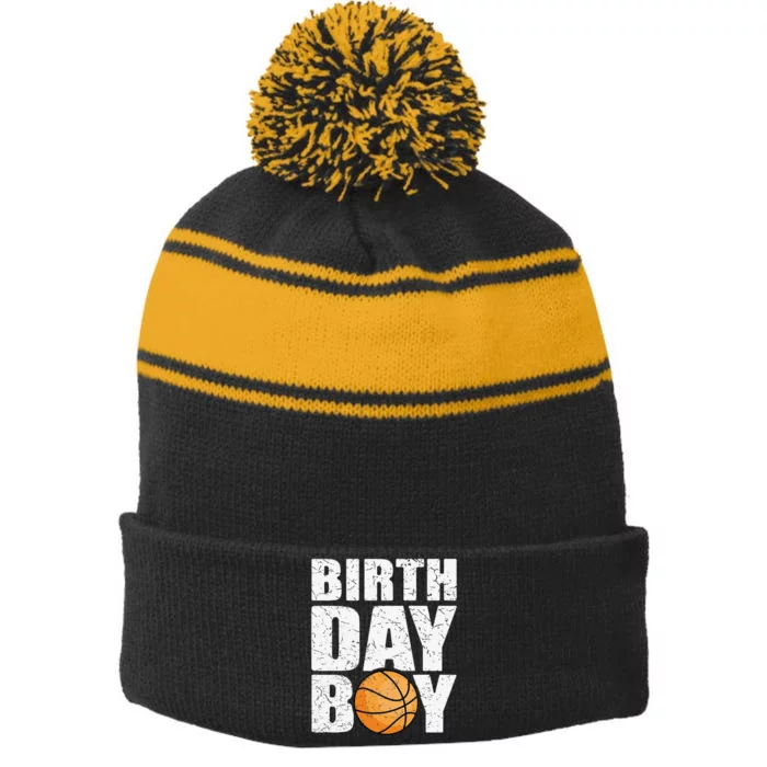 Birthday Boy Basketball Theme Party Future Basketball Player Stripe Pom Pom Beanie