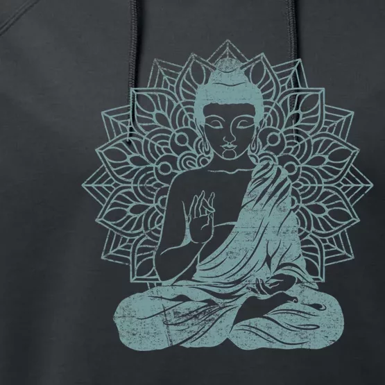 Buddha Blue Buddhism Zen Buddhist Spiritual Meditation Yoga Performance Fleece Hoodie