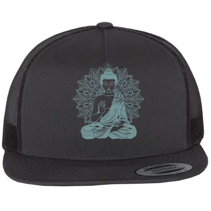 Buddha Blue Buddhism Zen Buddhist Spiritual Meditation Yoga Flat Bill Trucker Hat