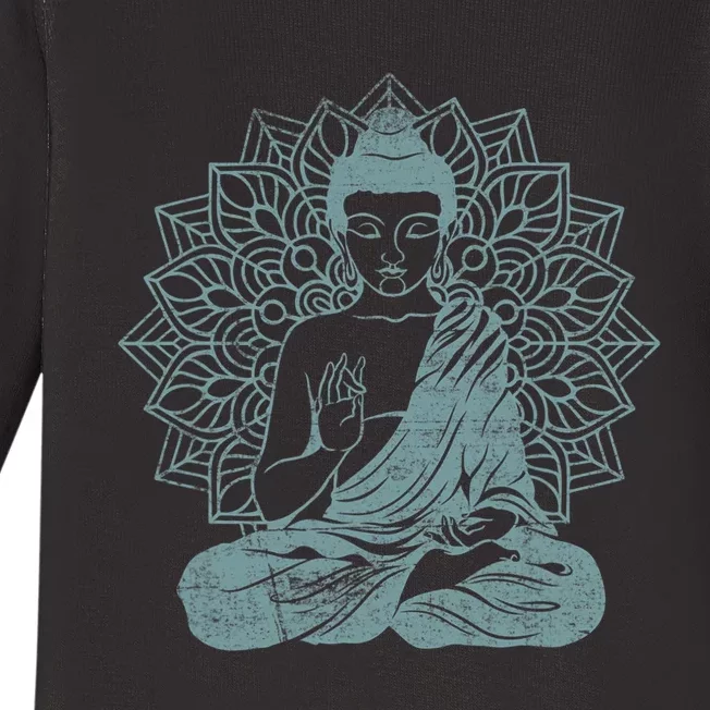 Buddha Blue Buddhism Zen Buddhist Spiritual Meditation Yoga Baby Long Sleeve Bodysuit