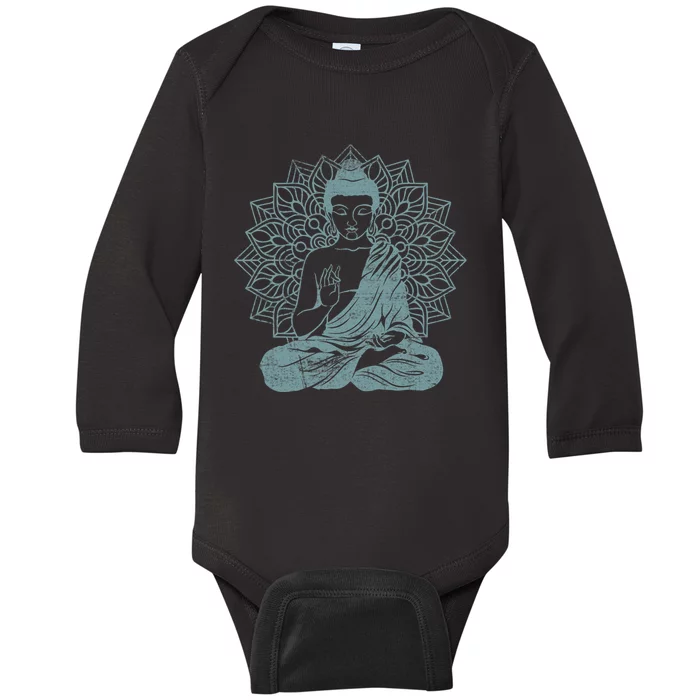 Buddha Blue Buddhism Zen Buddhist Spiritual Meditation Yoga Baby Long Sleeve Bodysuit