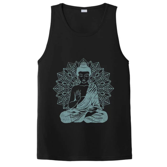 Buddha Blue Buddhism Zen Buddhist Spiritual Meditation Yoga Performance Tank