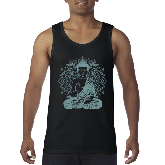 Buddha Blue Buddhism Zen Buddhist Spiritual Meditation Yoga Tank Top