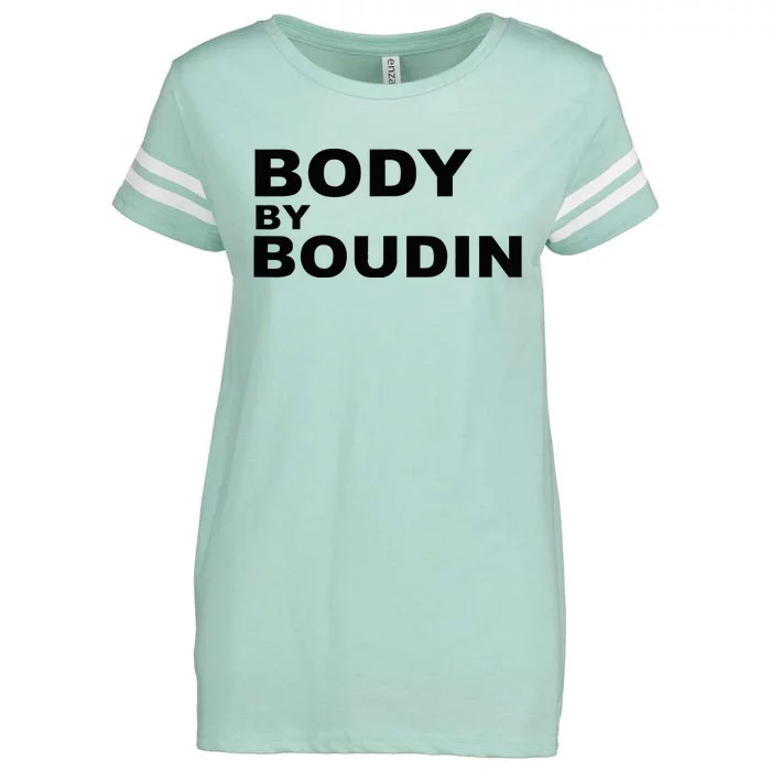 Body By Boudin  Louisiana Cajun Food Souvenir Enza Ladies Jersey Football T-Shirt