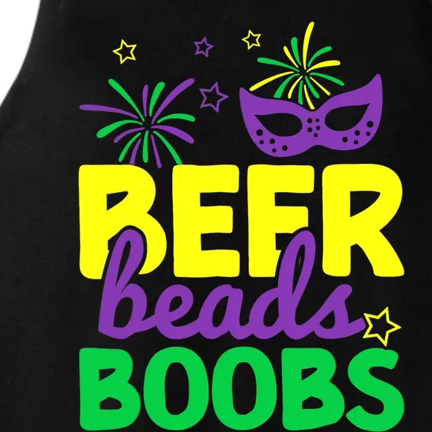 Beers Beads Boobs Mardi Gras Carnival Masquerade Masks Ladies Tri-Blend Wicking Tank