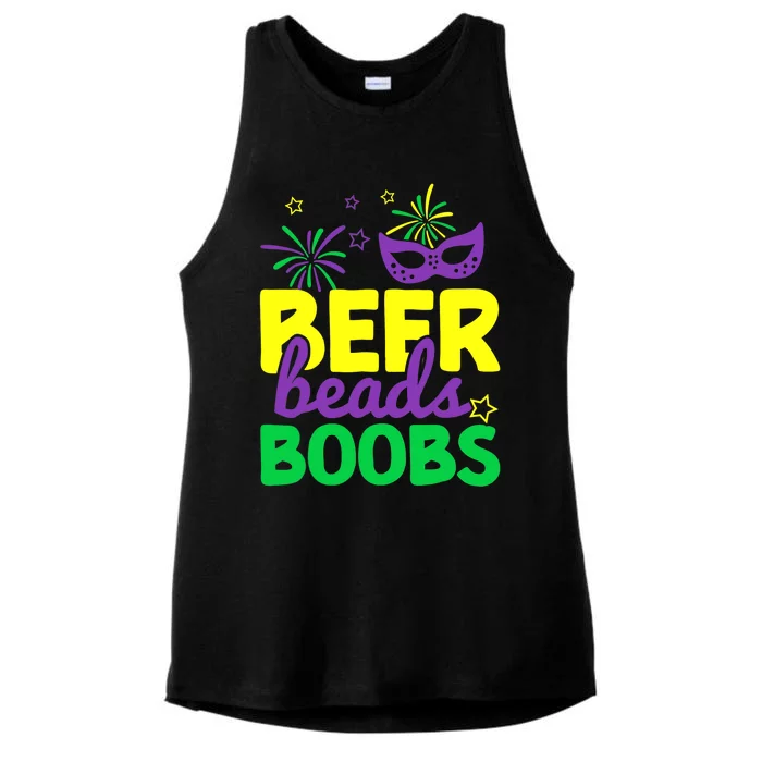 Beers Beads Boobs Mardi Gras Carnival Masquerade Masks Ladies Tri-Blend Wicking Tank