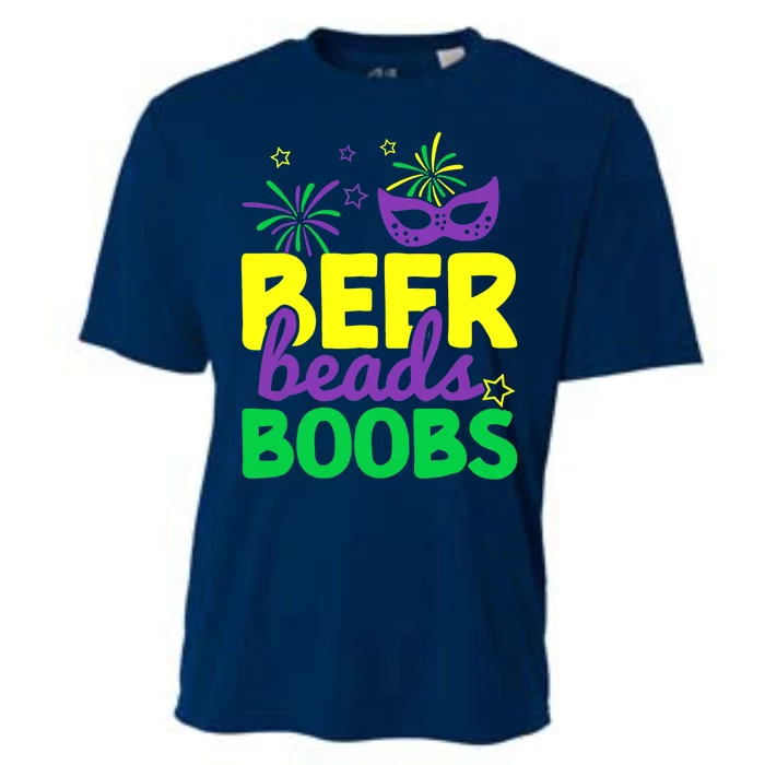 Beers Beads Boobs Mardi Gras Carnival Masquerade Masks Cooling Performance Crew T-Shirt