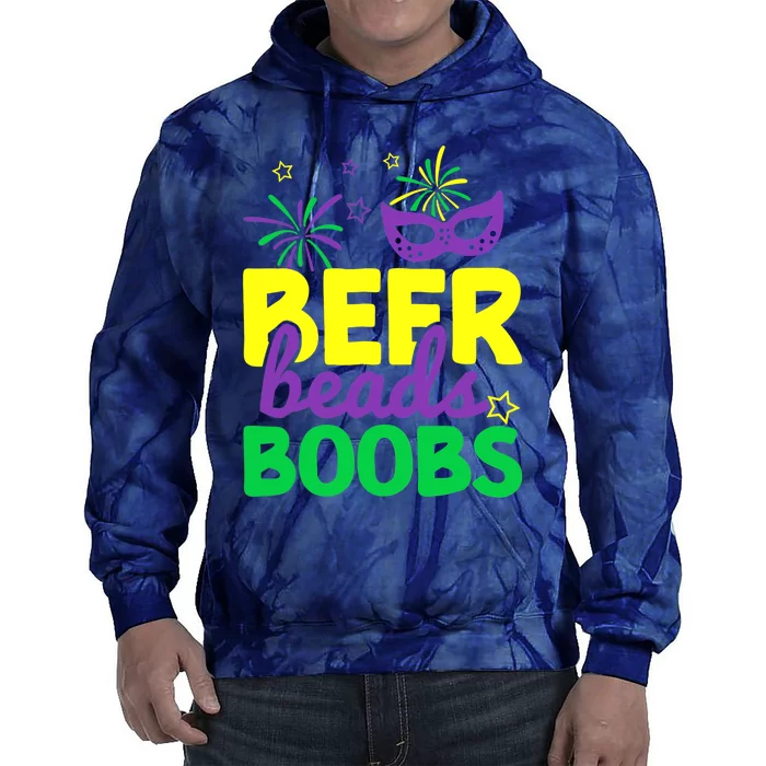 Beers Beads Boobs Mardi Gras Carnival Masquerade Masks Tie Dye Hoodie