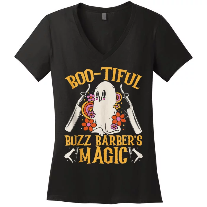 Bootiful Buzz BarberS Magic Scary Barber Funny Halloween Women's V-Neck T-Shirt