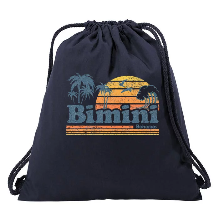 Bimini Bahamas Beach Summer Vacation Sun Vintage 70S Retro Drawstring Bag