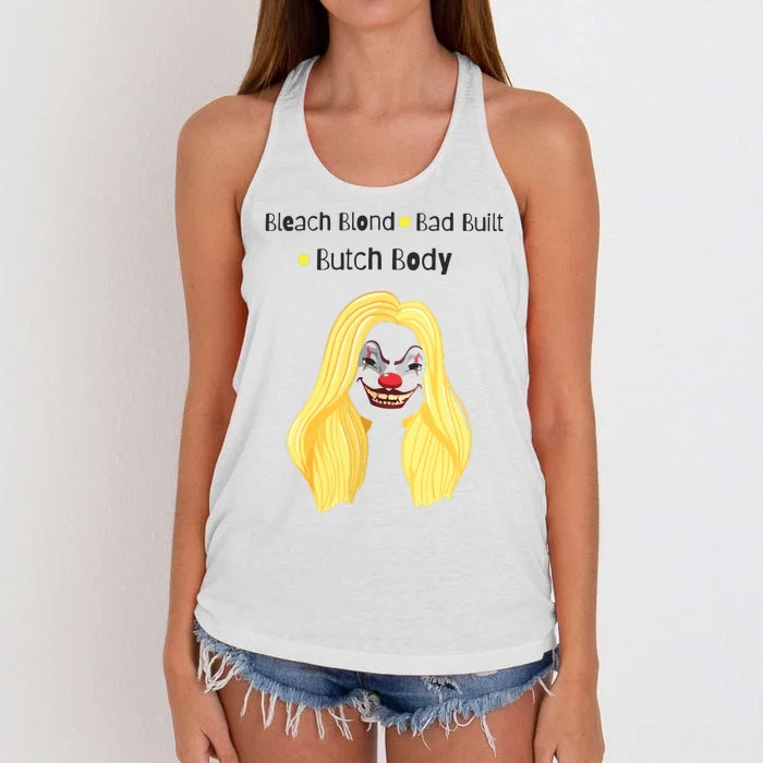 Bleach Blonde Bad Built Butch Body Women's Knotted Racerback Tank