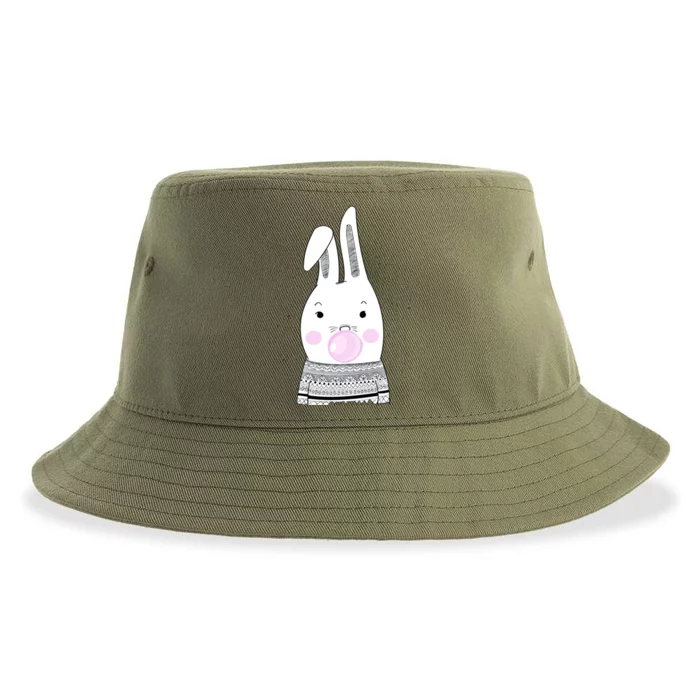 Bubblegum Bunny Blowing Bubble Easter Day With Cool Rabbit Cool Gift Sustainable Bucket Hat