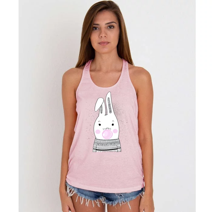 Bubblegum Bunny Blowing Bubble Easter Day With Cool Rabbit Cool Gift Women's Knotted Racerback Tank