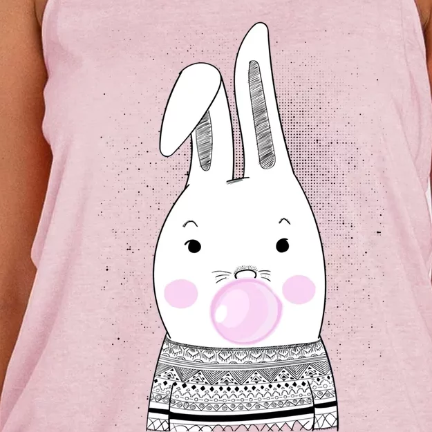 Bubblegum Bunny Blowing Bubble Easter Day With Cool Rabbit Cool Gift Women's Knotted Racerback Tank