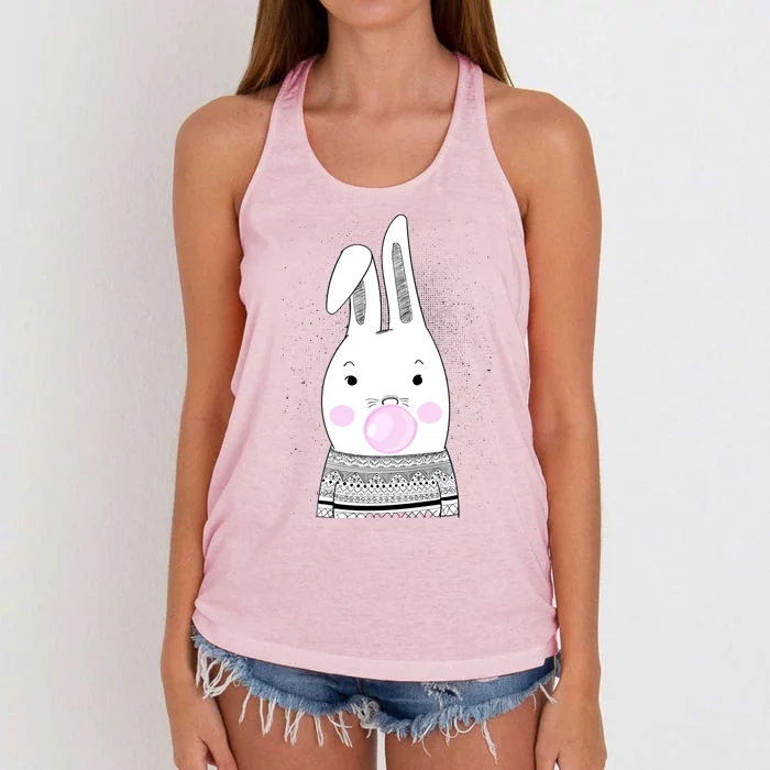 Bubblegum Bunny Blowing Bubble Easter Day With Cool Rabbit Cool Gift Women's Knotted Racerback Tank