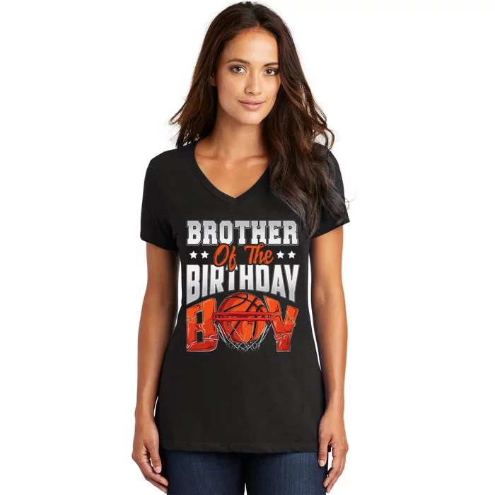 Brother Basketball Birthday Boy Family Baller B Day Party Women's V-Neck T-Shirt