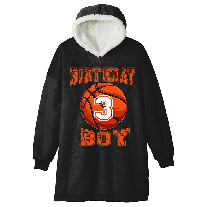 Basketball Birthday Boy 3 Year Old 3rd Birthday Hooded Wearable Blanket