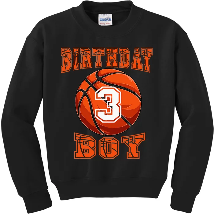 Basketball Birthday Boy 3 Year Old 3rd Birthday Kids Sweatshirt