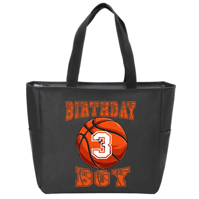 Basketball Birthday Boy 3 Year Old 3rd Birthday Zip Tote Bag