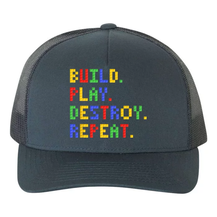 Block Building Build Play Destroy Repeat Brick Builder Yupoong Adult 5-Panel Trucker Hat