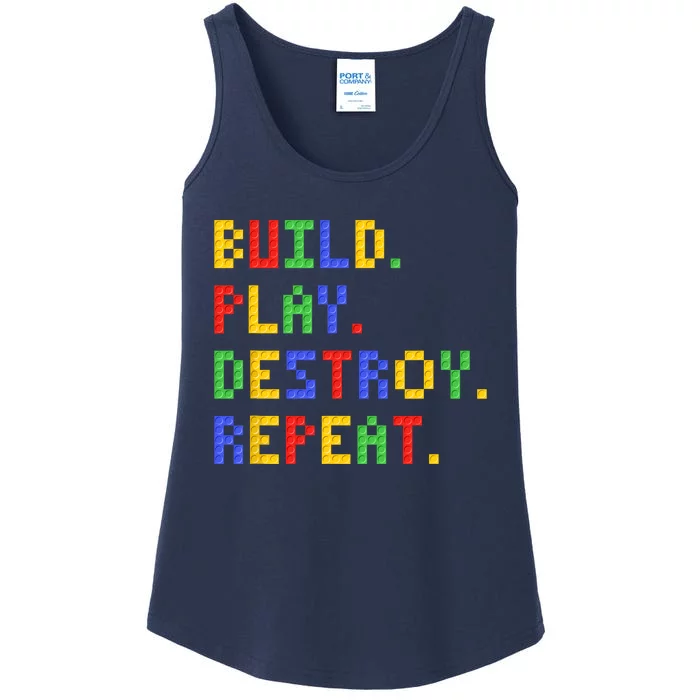 Block Building Build Play Destroy Repeat Brick Builder Ladies Essential Tank