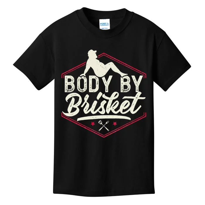 Body By Brisket Funny Steak Lover Grilling BBQ Chef Kids T-Shirt