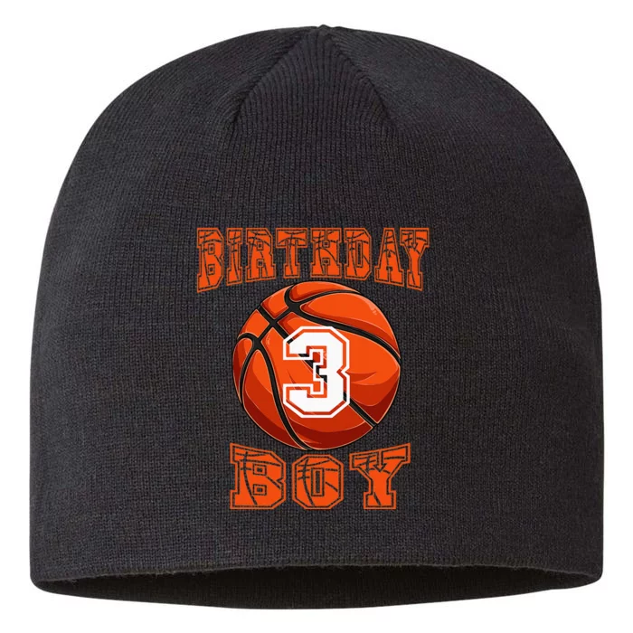 Basketball Birthday Boy 3 Year Old 3rd Birthday 8 1/2in Sustainable Knit Beanie