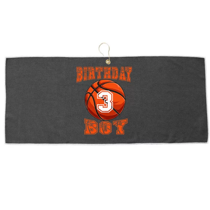 Basketball Birthday Boy 3 Year Old 3rd Birthday Large Microfiber Waffle Golf Towel