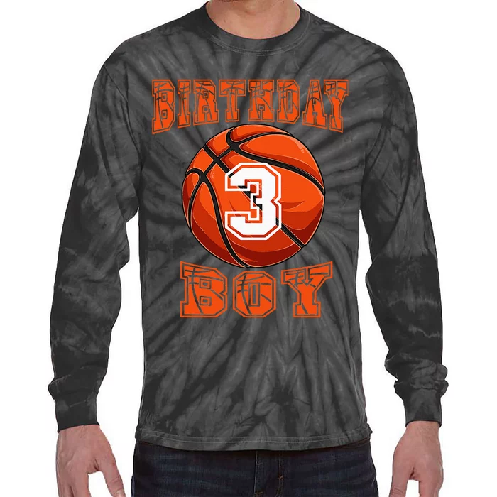 Basketball Birthday Boy 3 Year Old 3rd Birthday Tie-Dye Long Sleeve Shirt