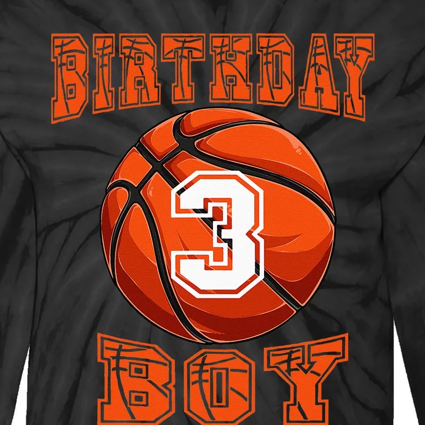 Basketball Birthday Boy 3 Year Old 3rd Birthday Tie-Dye Long Sleeve Shirt